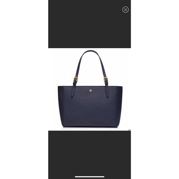 Tory Burch York Buckle Tote Bag navy gold hardware - Picture 2 of 10